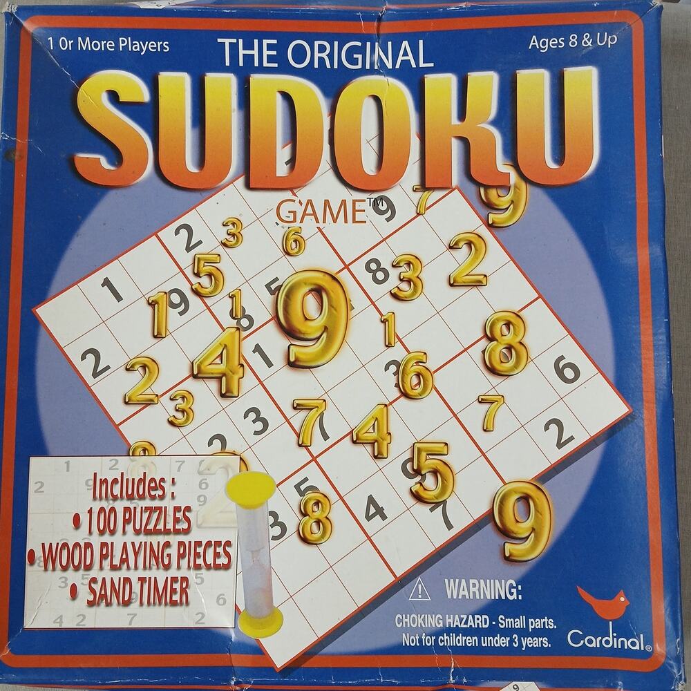 The Original Sudoku Game physical board wood tiles 100 puzzles 3 lvls vtg y2k